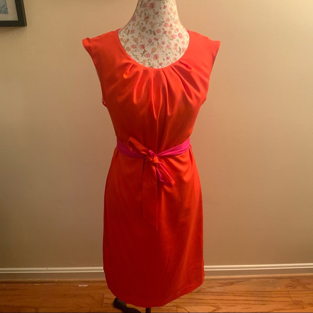 Sharagano orange and pink reversible dress
